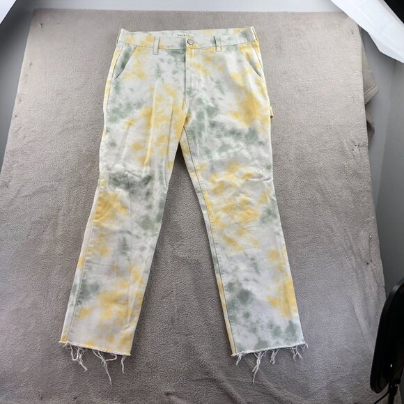 PacSun Mens Carpenter Pants 32 Yellow Cargo Tie-Dye Relaxed Fit Frayed Hem Y2K - Picture 12 of 13